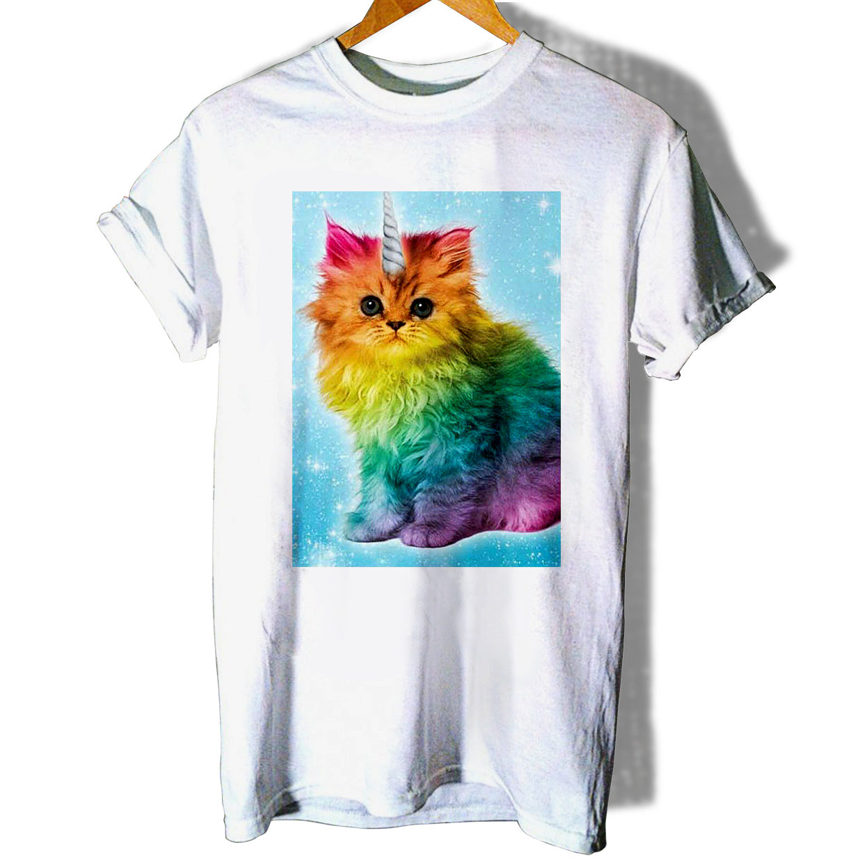 Unicorn Rainbow Cat Kitten Women T-Shirt