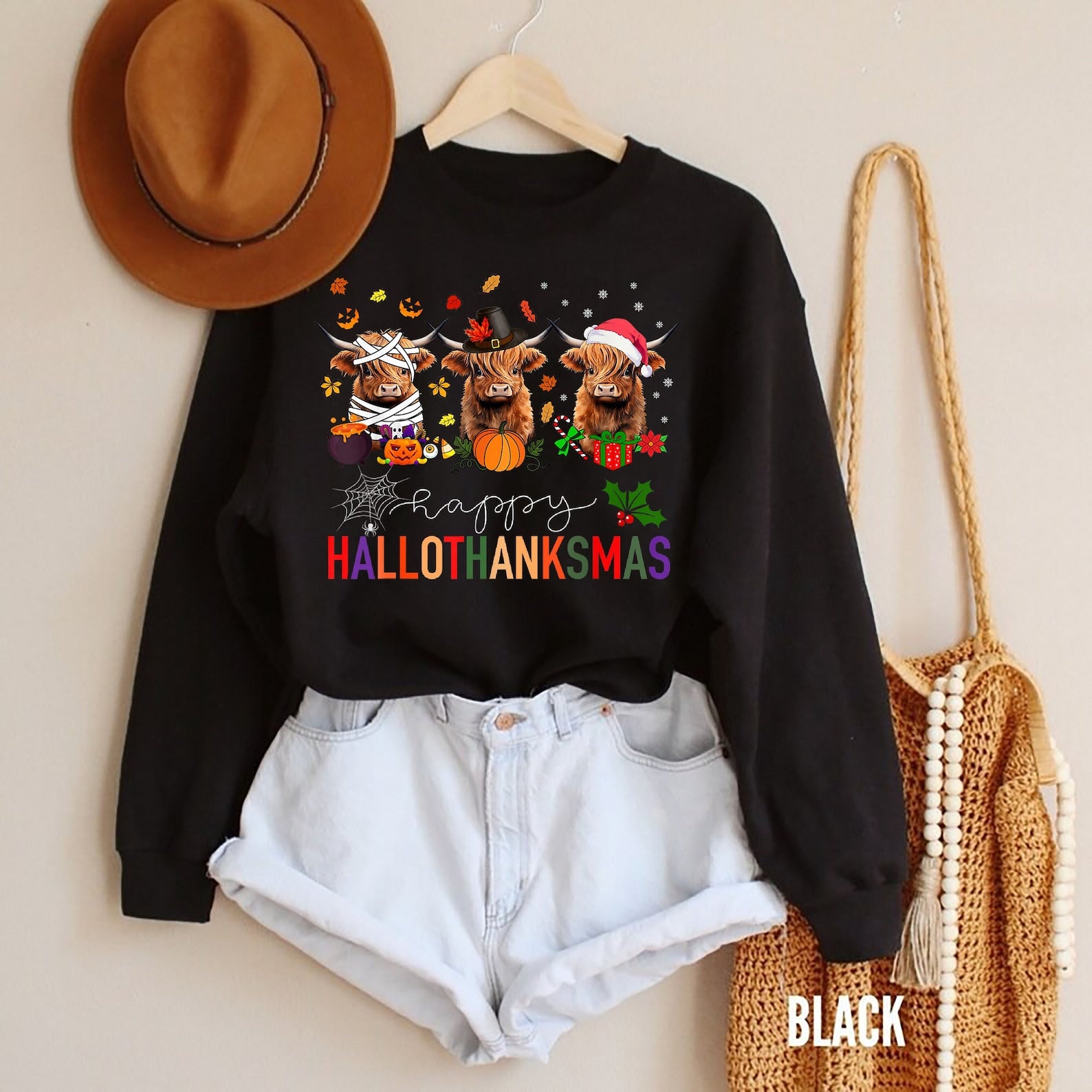 Retro Cow Sweatshirt Halloween 2D Crewneck Sweatshirt All Over Print Sweatshirt For Women Sweatshirt For Men Sws3608