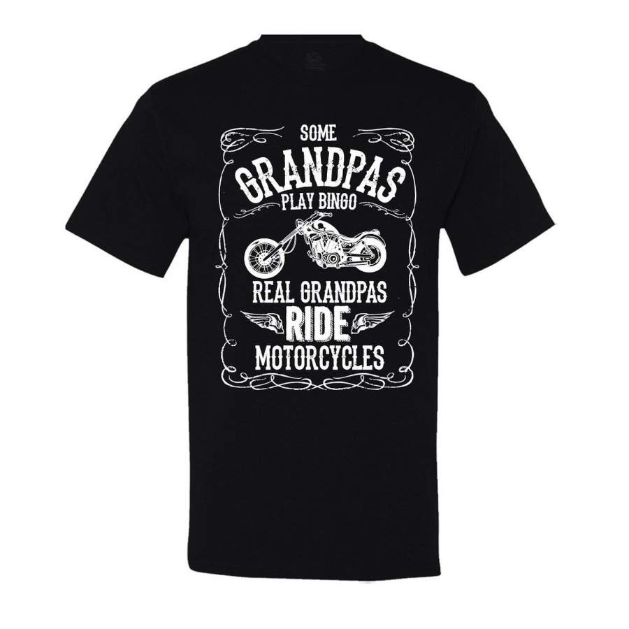 Some Grandpas Play Bingo, Real Grandpas Ride Motorcycles T-Shirt Vintage Aged To Perfection Men T-Shirt