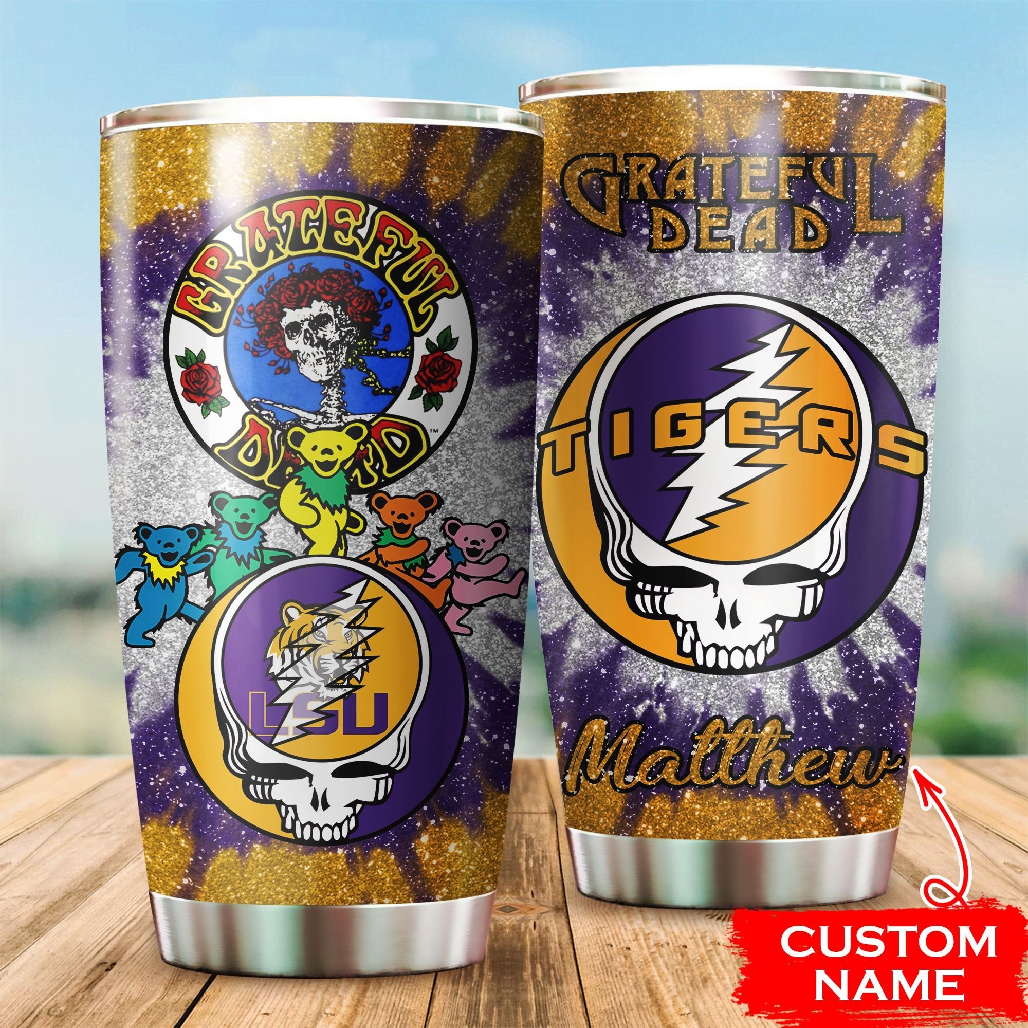 Buy Lsu Tigers Grateful Dead Custom Name Tumbler