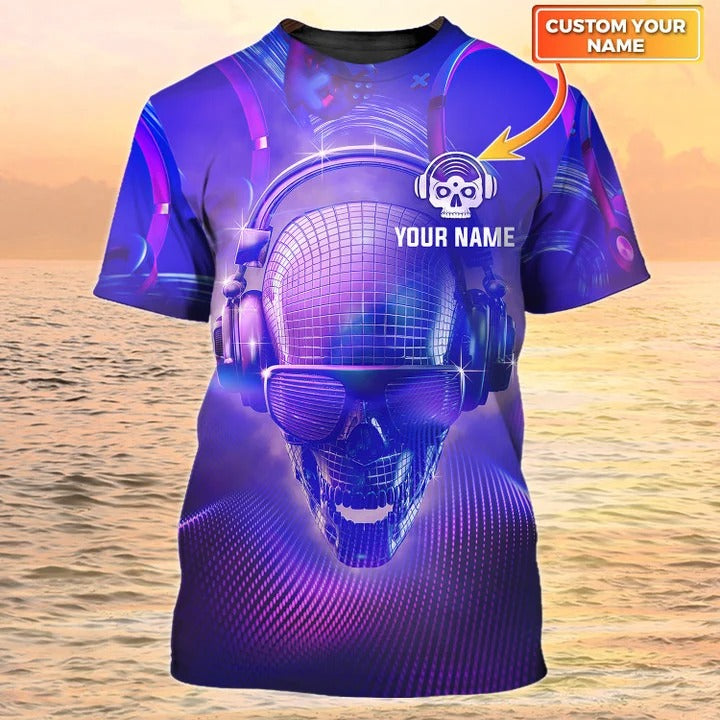 Personalized 3D Skull Men Dj Shirt, Dj Club Dj Team Uniform, Dj Gift