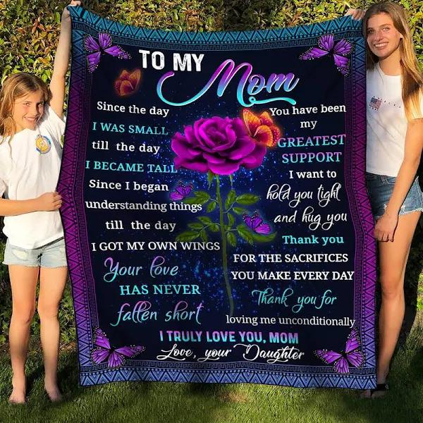 To My Mom You Have Been My Greatest Support Fleece Blanket Gift For Mom From Daughter Home Decor Bedding Couch Sofa Soft And Comfy Cozy