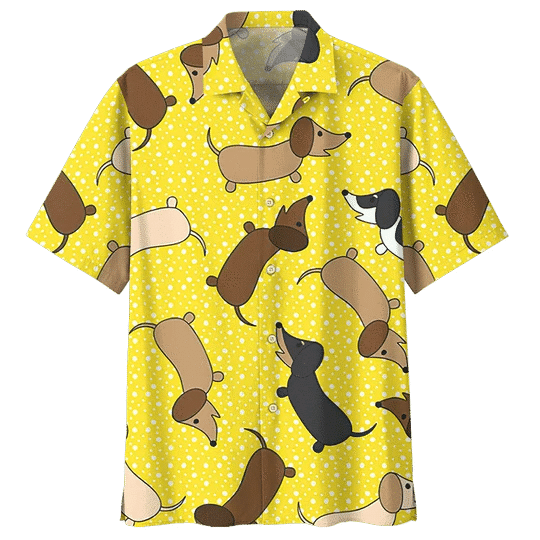 Yellow Dachshund Watercolor Hawaiian Shirt 3D Hawaiian Shirt