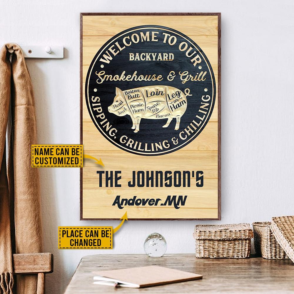 Aeticon Gifts Personalized Grilling Pig Welcome Sipping Canvas Mom Dad Gift Home Decor