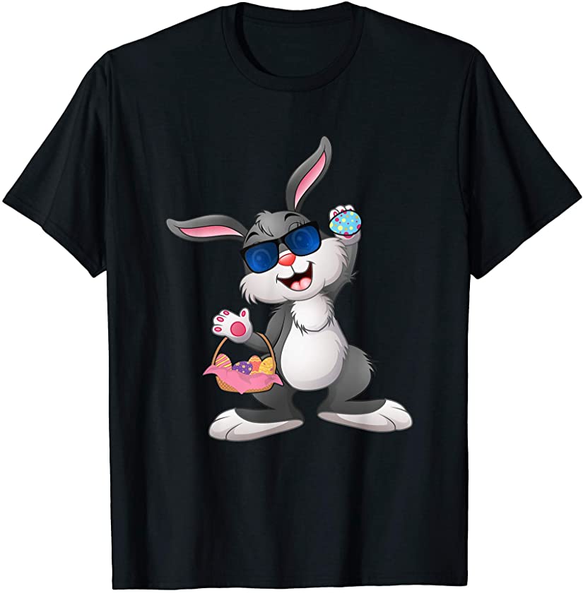 Cute Bunny Dabbing Easter Egg Hunting T-Shirt