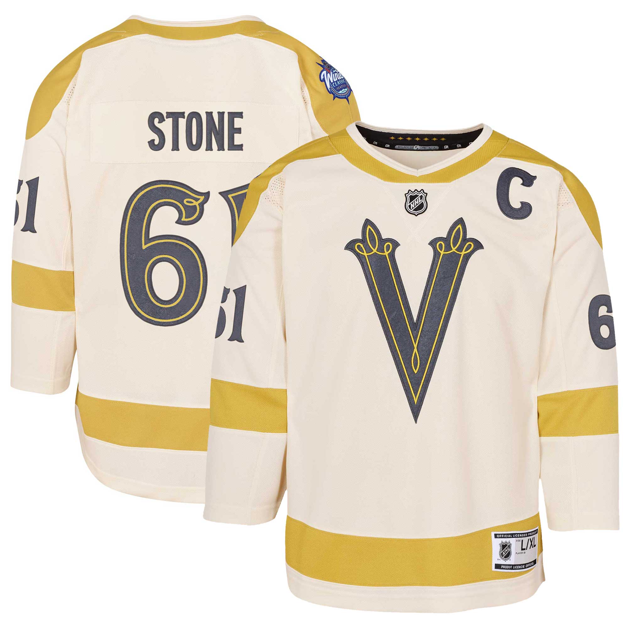 Youth Vegas Golden Knights Mark Stone Cream 2024 NHL Winter Classic Premier Player Jersey