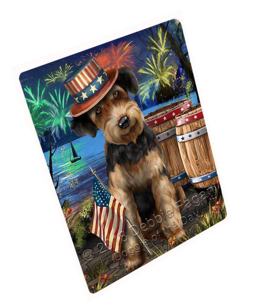 4Th Of July Independence Day Fireworks Airedale Terrier Dog At The Lake Blanket Blnkt74226