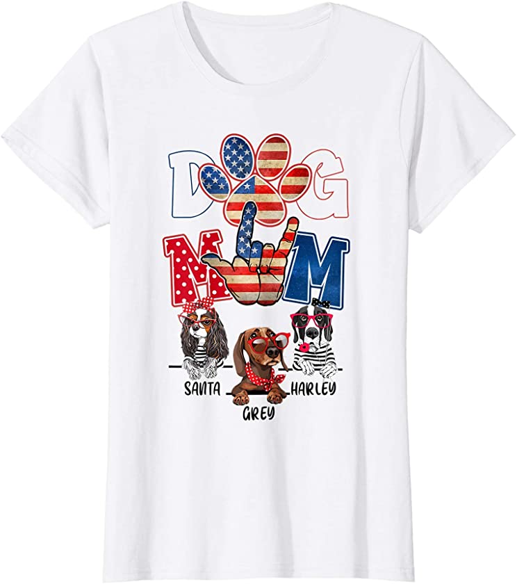 Womens Dog Mom – US American Puppy Pet Paw Owner Women’s Gift T-Shirt