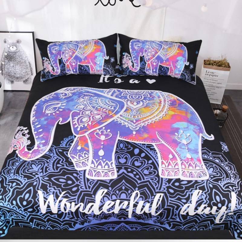 Black Mandala Elephant S 3D Customize Bedding Set Duvet Cover SetBedroom Set Bedlinen