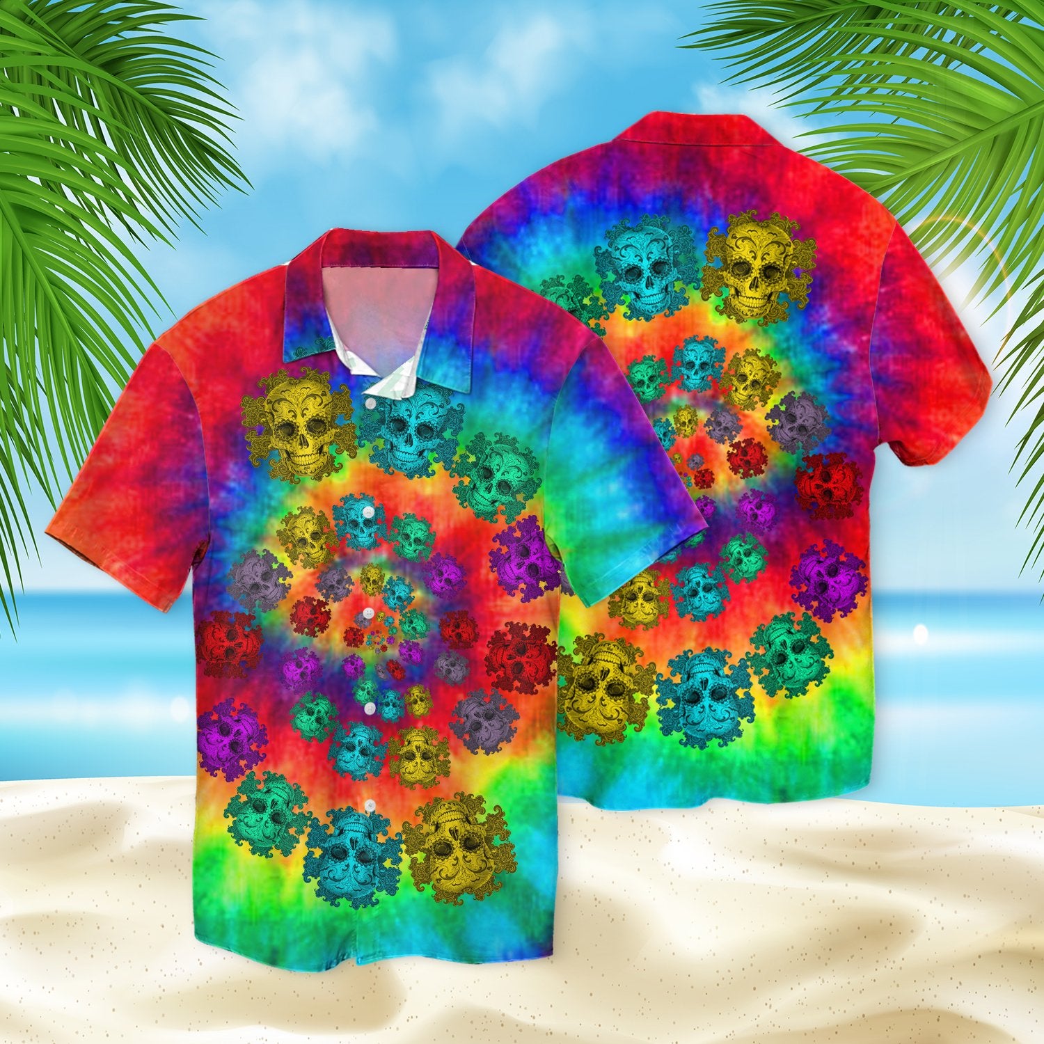 Skull Tie Dye Hawaii Shirt Ha111585