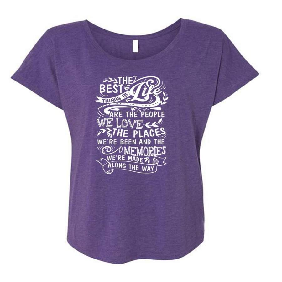 We Love The Places T Shirt, We’re Been And The Memmories T Shirt, Cool Shirt (Ladies’ Triblend Dolman Sleeve)