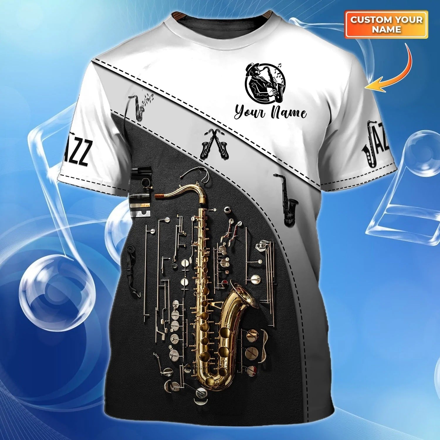 Personalized T Shirt For Saxophone Player, Unisex Jazz Shirt, Music Shirts