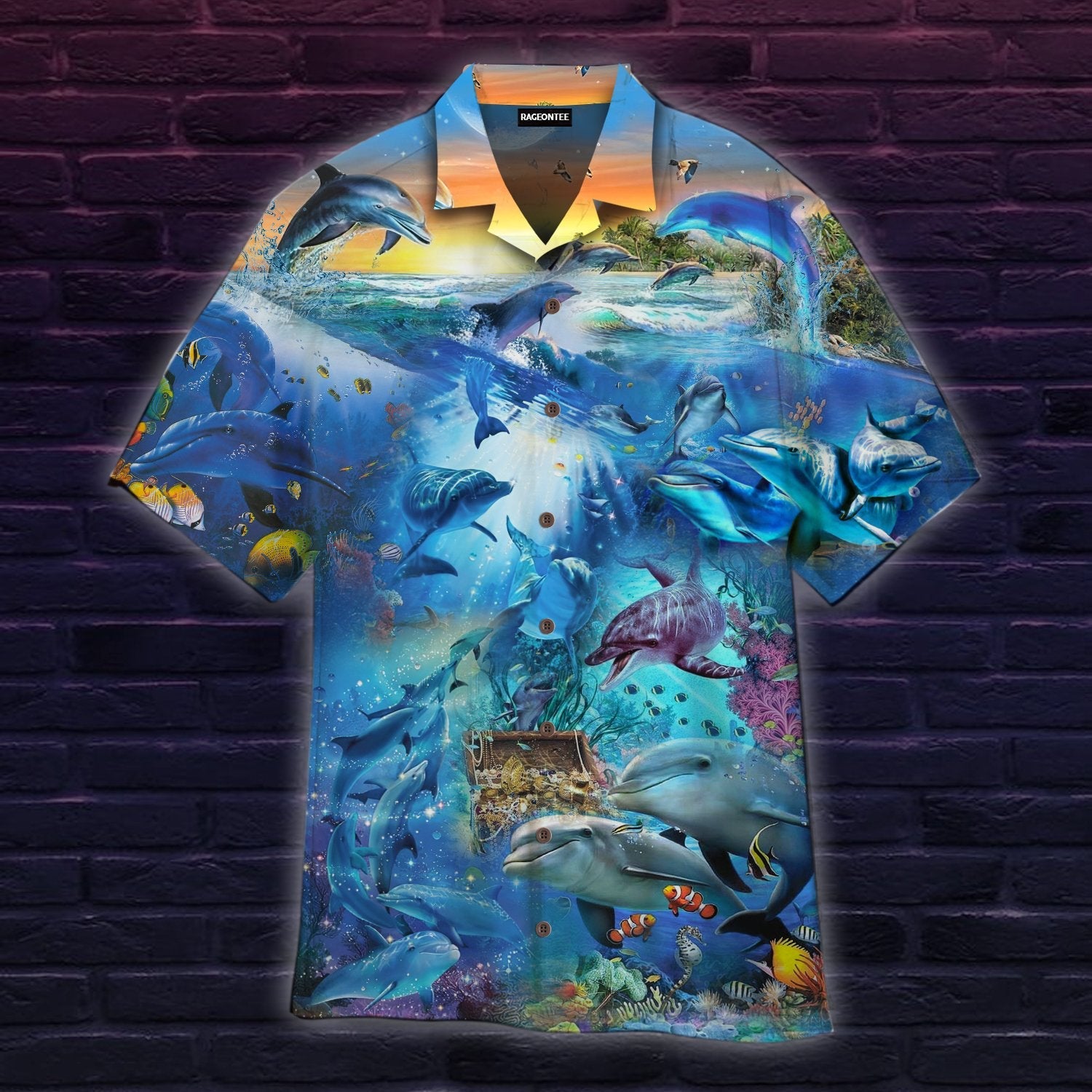 Dolphin In The Ocean Hawaiian Shirt For Men & Women | Wt1102