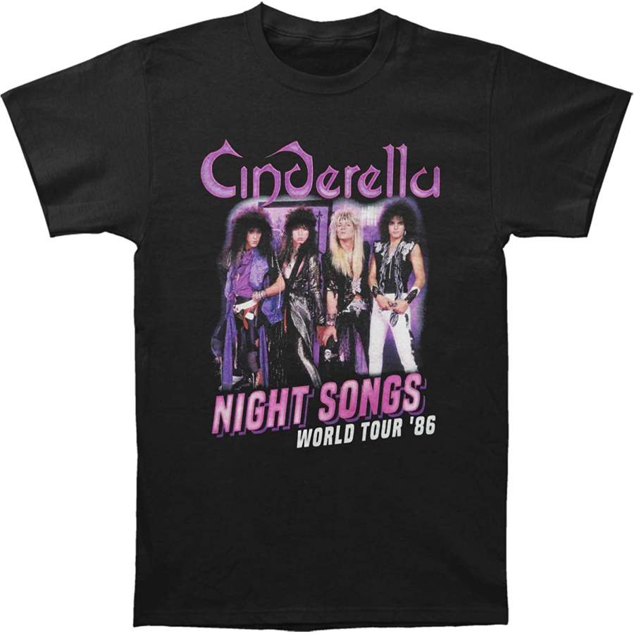 American Cinderella Rock Band Night Songs Tour 2-Sided Adult T-Shirt Tee