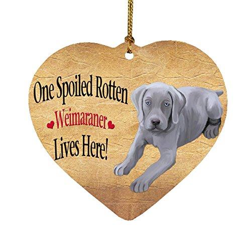 Spoiled Rotten Weimaraner Puppy Dog Heart Christmas Ornament