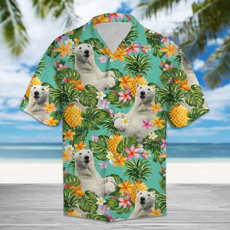 Tropical Pineapple Polar Bear Hawaiian Shirt Ha102661