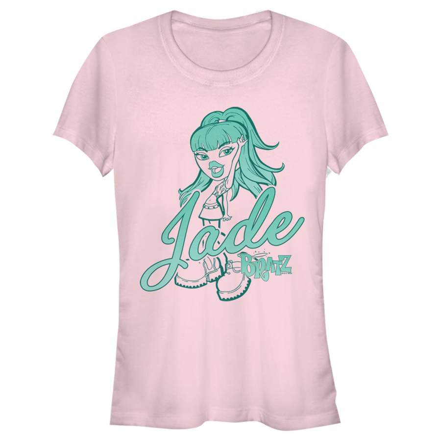 Bratz Junior’s Jade Neon Print  T Shirt Light Pink 2XL