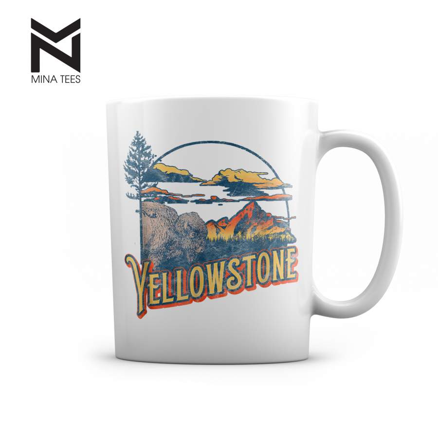 Yellowstone National Park Mug – Vintage Yellowstone National Park Retro Mug – 11oz White Mug