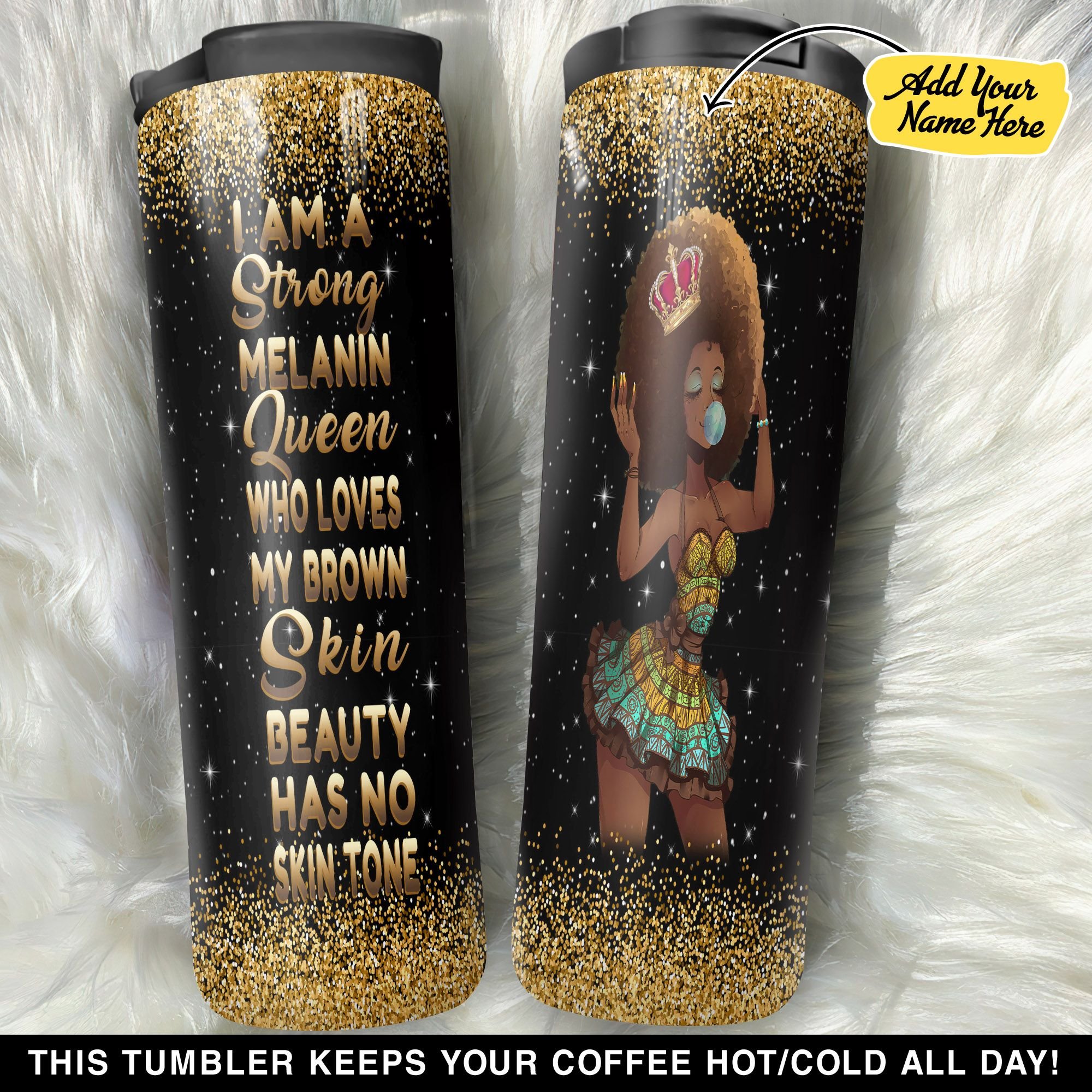 Personalized I Am A Strong Melanin Queen GS1704260OD Stainless Steel Worldmark Tumbler