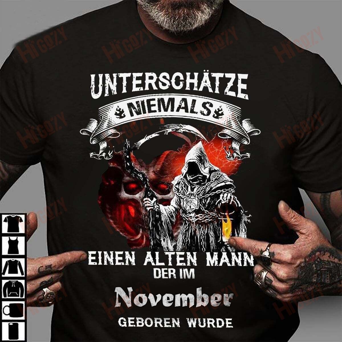 Unterschätze Niemals Einen Alten Mann Der Im November Geboren Wurde  T-Shirts