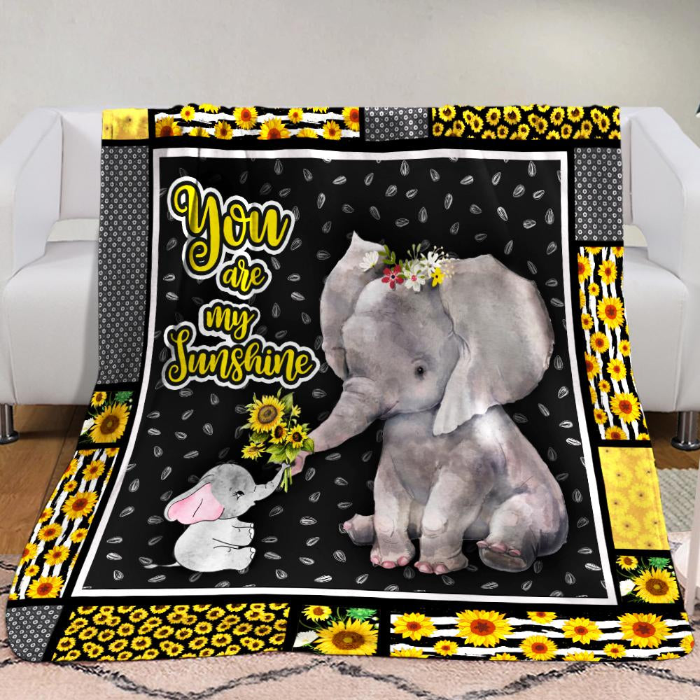 Elephant You Are My Sunshine Fleece Blanket Great Customized Blanket Gifts For Birthday Christmas Thanksgiving