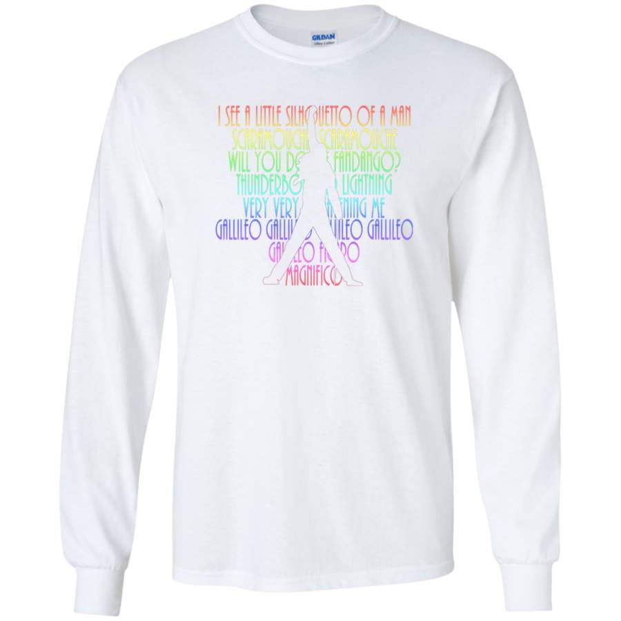 AGR BOHEMIAN RHAPSODY Lyrics With Freddie Silhouette Long Sleeve T-Shirt