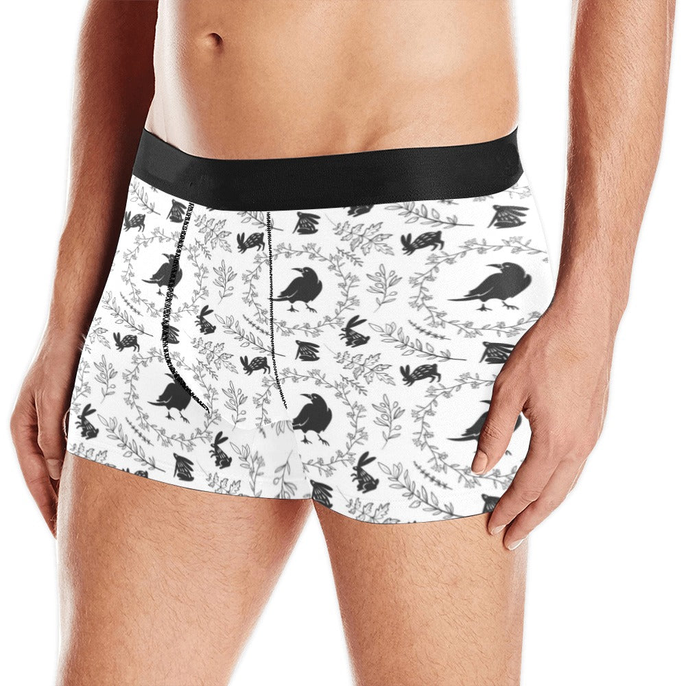 Crows Floral Wreath Rabbit Pattern Men’S All Over Print Boxer Briefs Men’S Underwear