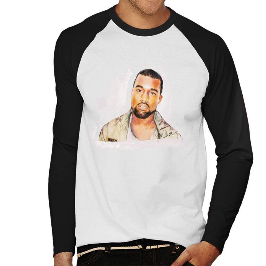 Sidney Maurer Original Portrait Of Kanye West Men’s Baseball Long Sleeved T-Shirt