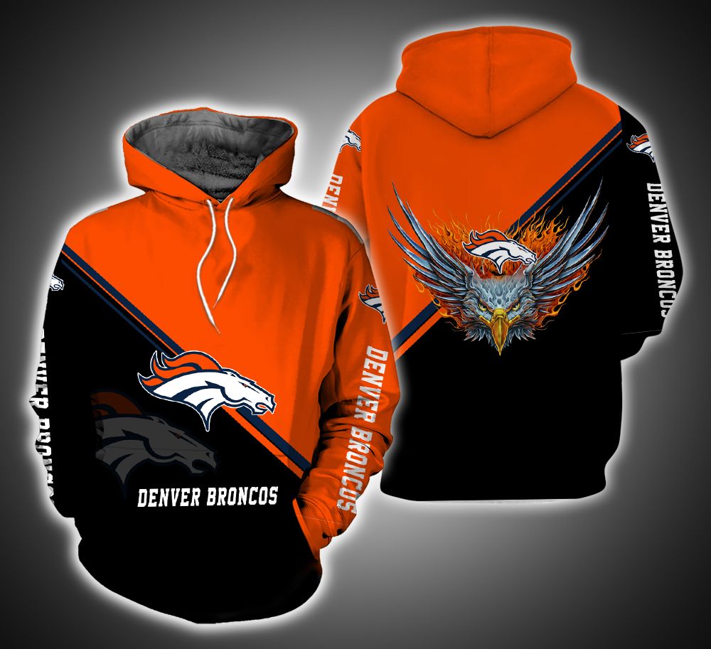 Denver Broncos Fire Eagle 3D Print Hoodie