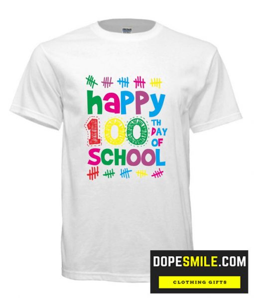 Happy 100th Day Of School Tally Marks Multicolor cool T Shirt