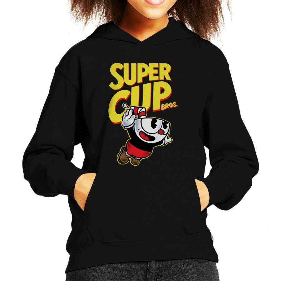 Super Cup Bros Super Mario Cuphead Kid’s Hooded Sweatshirt