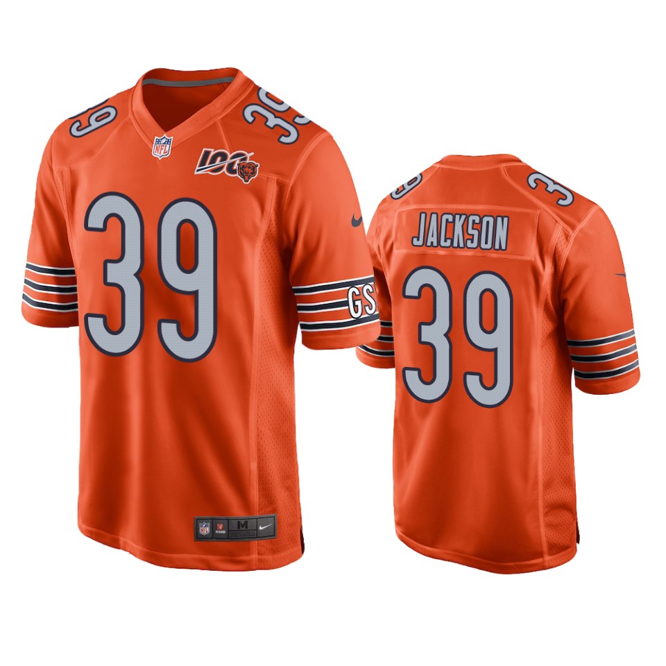 Chicago Bears Eddie Jackson Orange 100th Season Game Jersey – Mens