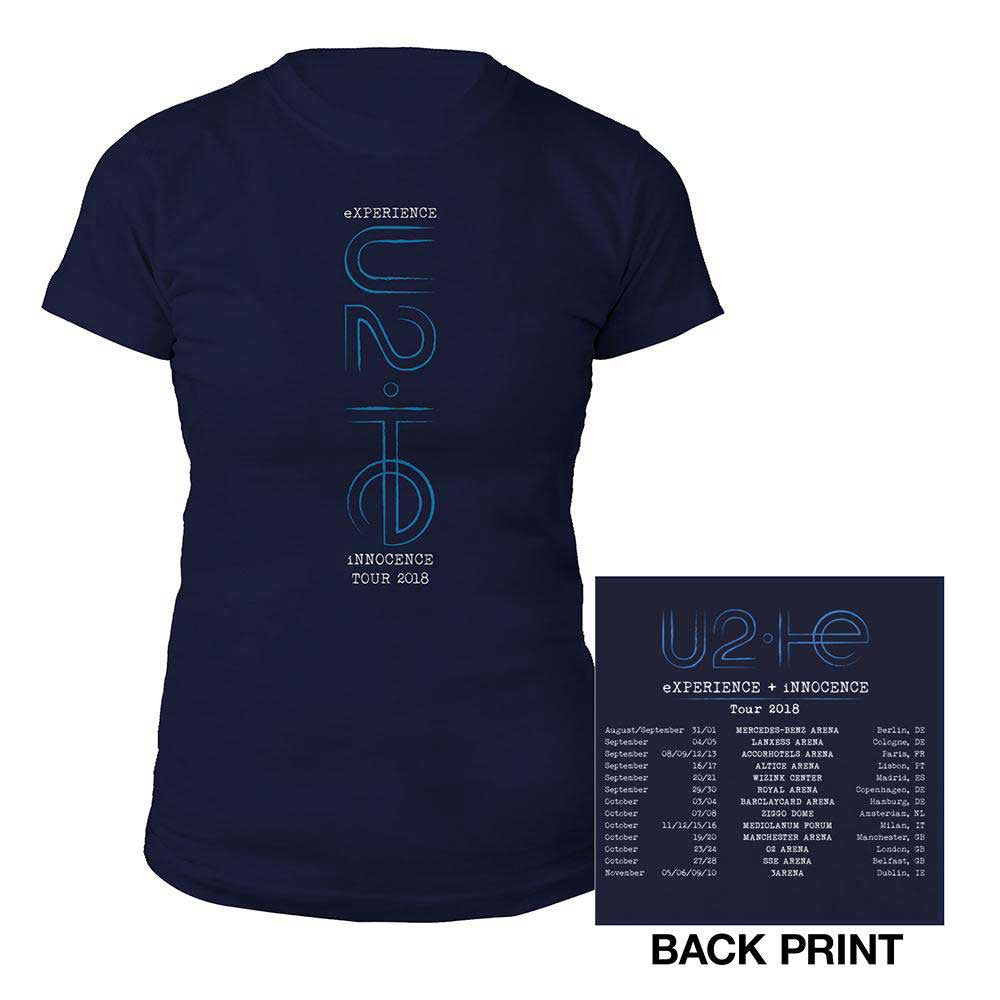 U2 – 1+E Paris Event 2015 Tour With Backprint-Ex Tour Limited Stock – Dark Navy Blue T-Shirt