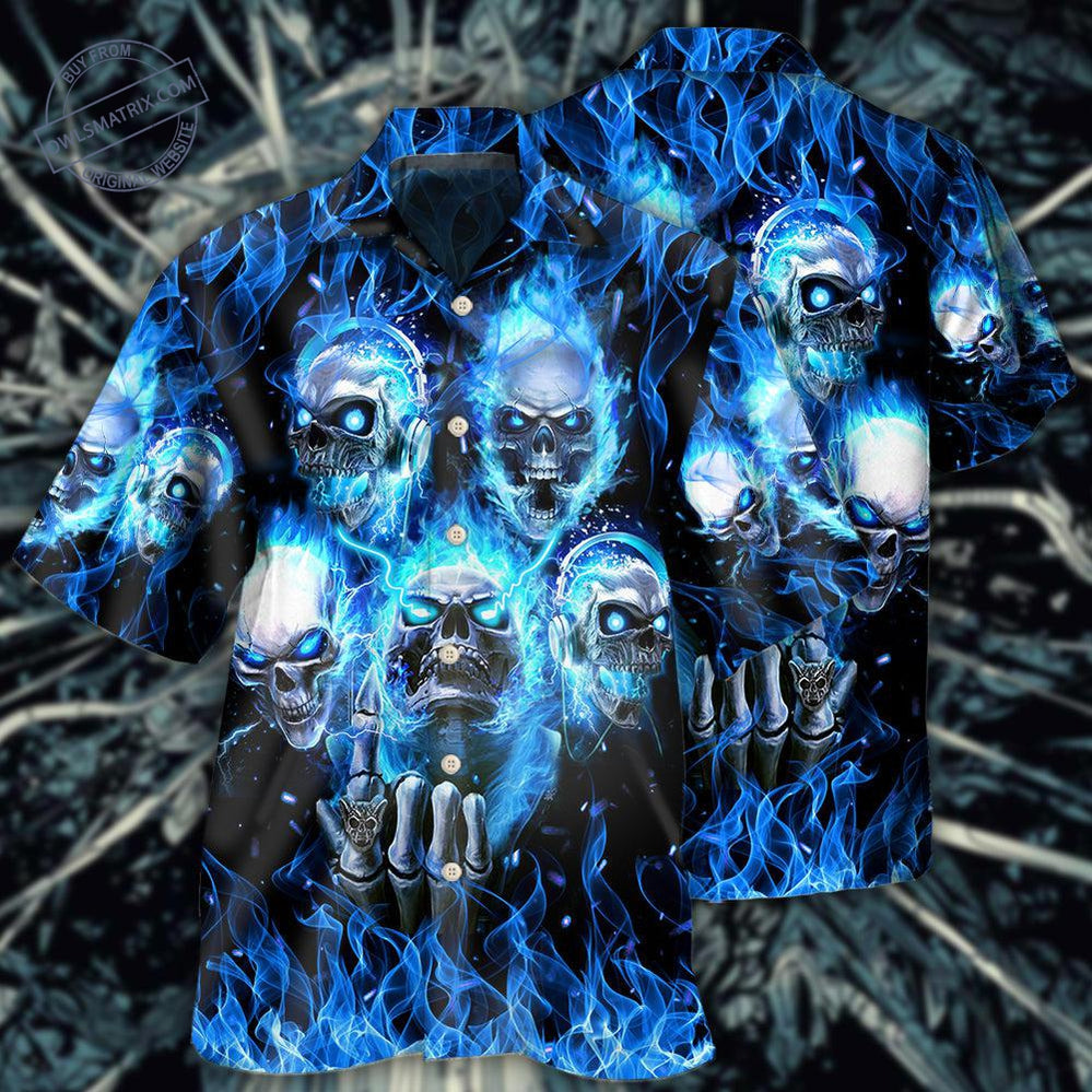 Blue Skull Angry Style Hawaii Shirt Ha55362