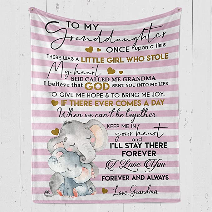 Skitongifts Blanket For Sofa, Bed Throws On Christmas, Birthday Elephants Grandma To Dear Granddaughter Be Brave, Have Courage And Love Life Let It Go