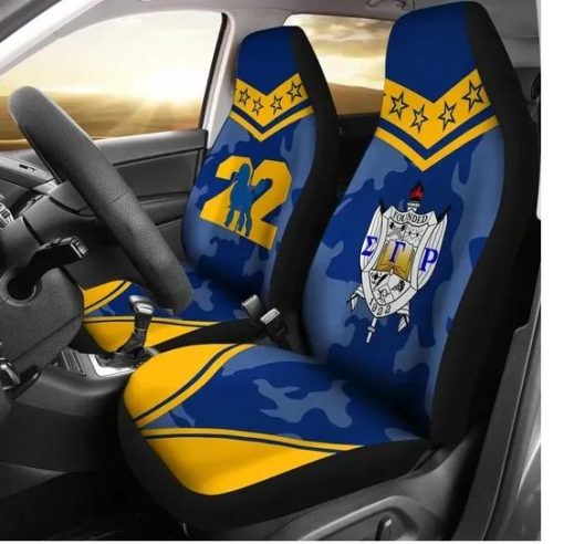 Sigma Gamma Rho 22 Poodle Symbol Blue Camouflage Car Seat Cover