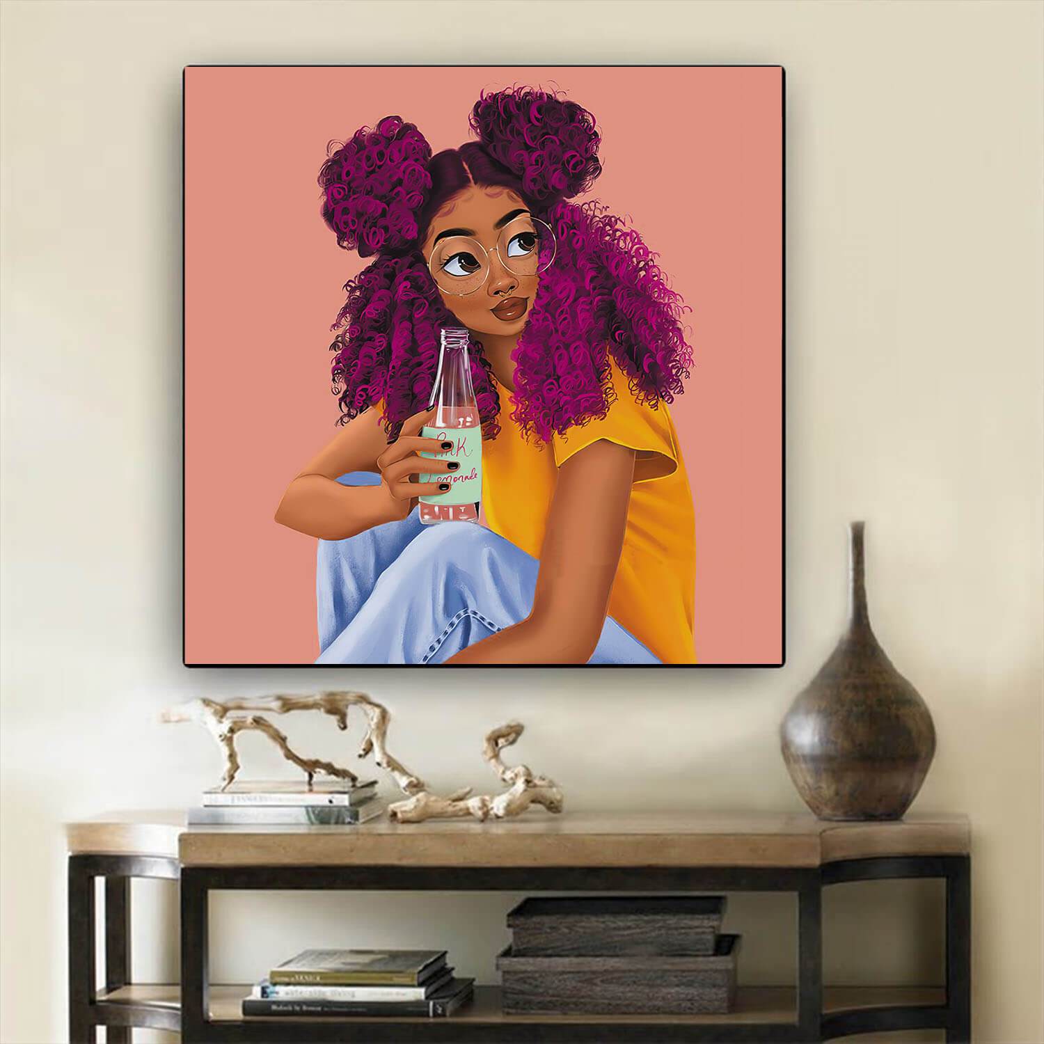 African Canvas Art Pretty African American Girl African American Wall Art And Decor Afrocentric Home Decor BPS25195