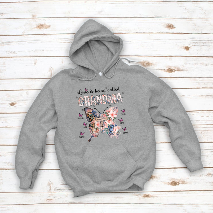 Personalized Love Being Called Grandma Flower Butterfly Hoodie