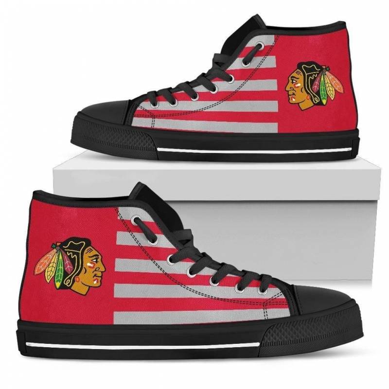 American Flag Chicago Blackhawks High Top Shoes #627