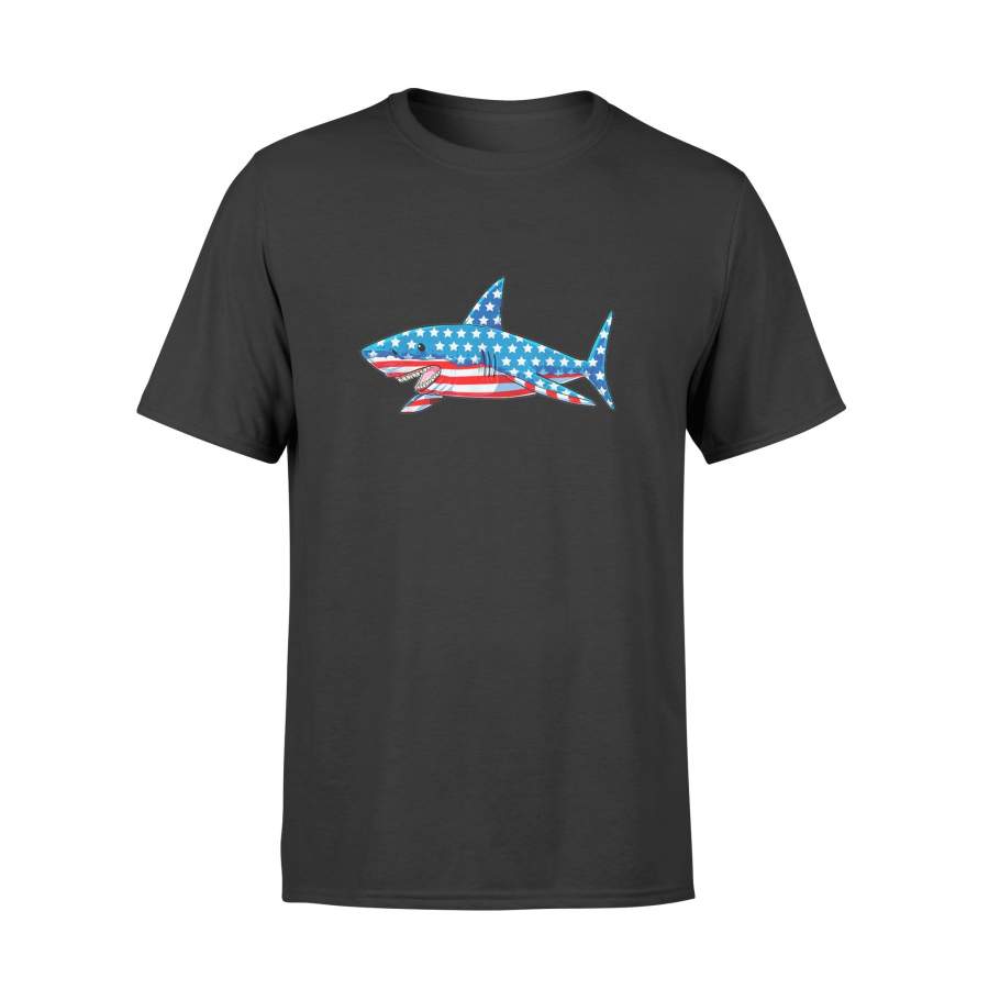 4th of July  Shark American Flag T shirt – Premium T-shirt