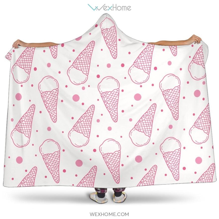 Hand Drawn Ice Cream Pattern Hooded Blanket