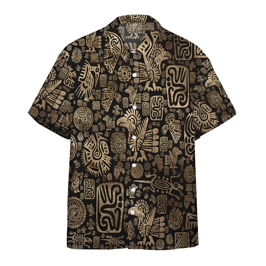 Native American Ornaments Black And Gold Hawaii Shirt Unisex Adult Ha7773