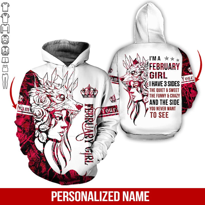 February Girl Tiger Custom Name 3D All Over Print | For Men & Women | Adult | Cn3911