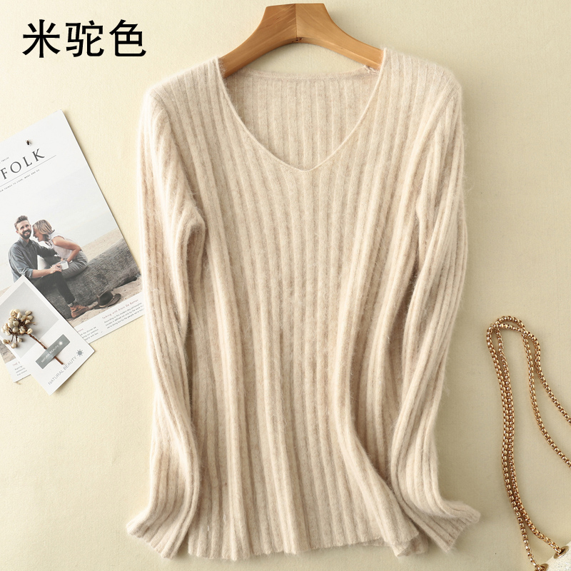 100%Pure Mink Sweater Warm Winter Women Slim BaseShirt New Knit Elasticity Large Size Pullover Wild Cashmere Sweater Jacket 2021 alx