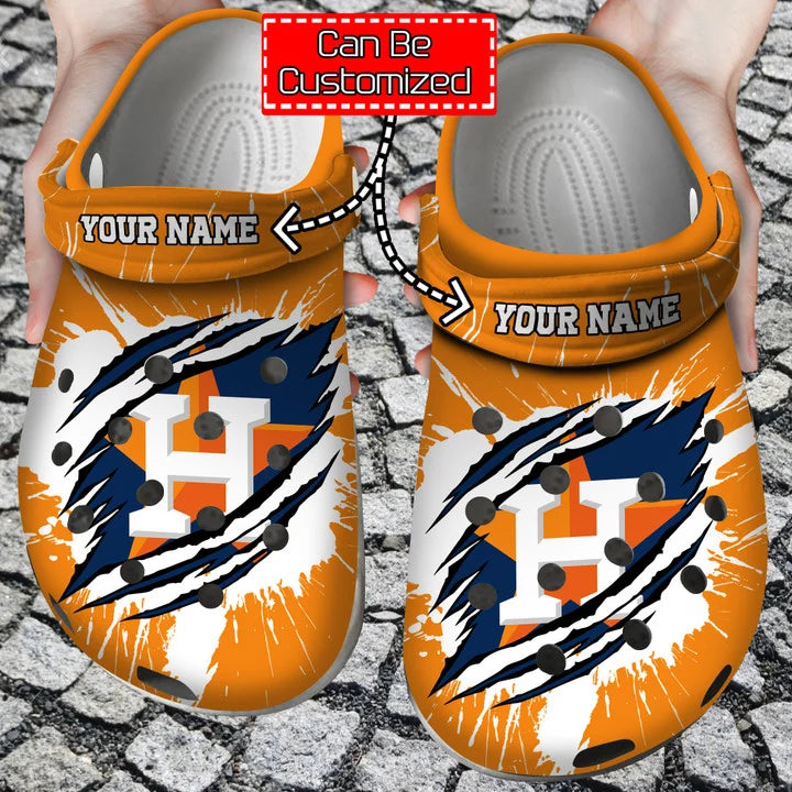 Baseball Crocss – Personalized H.Astros Ripped Claw Clog Shoes