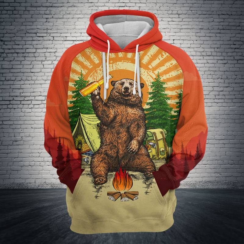 Bear Camping I Hate People T0405 – All Over Print Unisex Hoodie