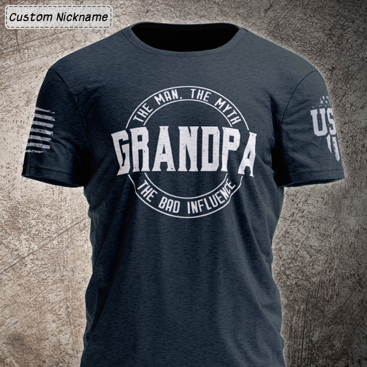 Grandpa The Man The Myth The Bad Influence Shirt, Custom Grandpa Shirt, Father’S Day Gift