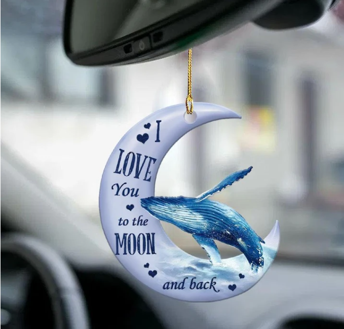 Whale Moon Back Car Ornament – Whale Lover Two Sided Ornament