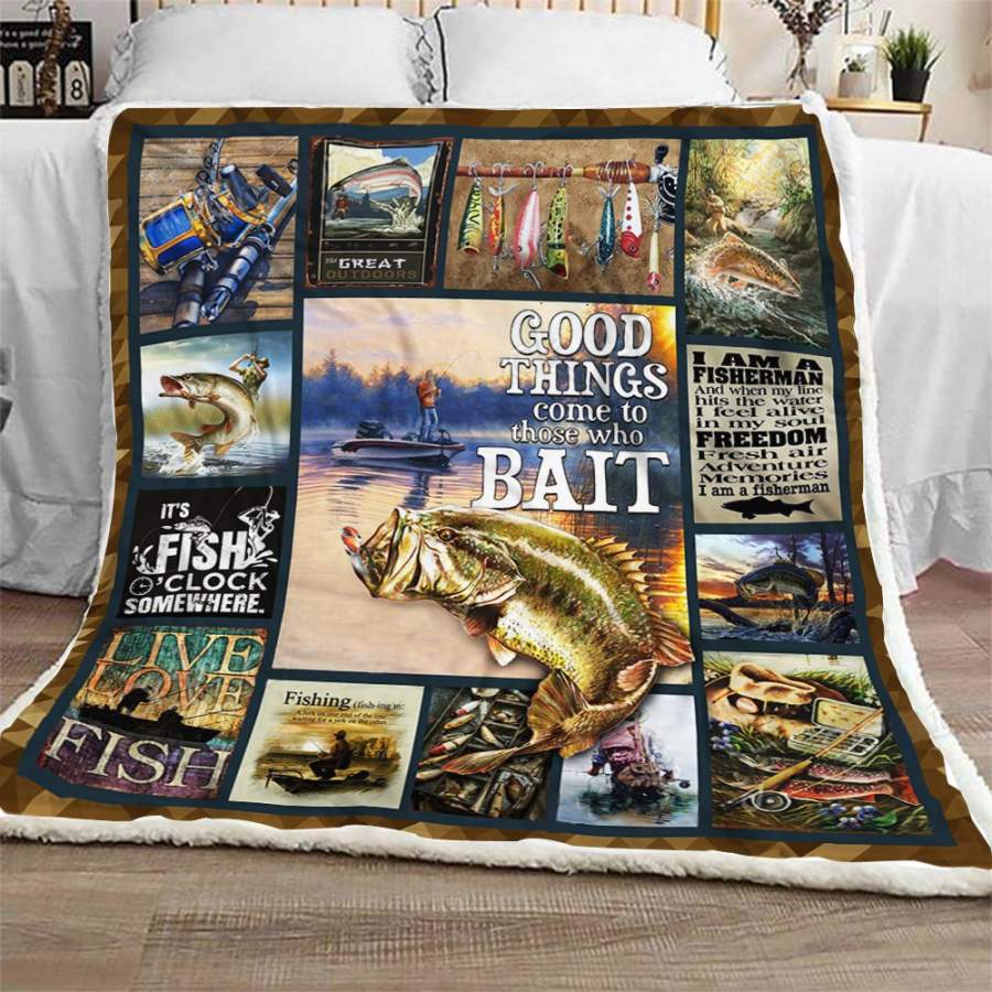 Wozoro Quilt Blanket Fishing Good Things Come To Those Who Bait Twin Queen King Size