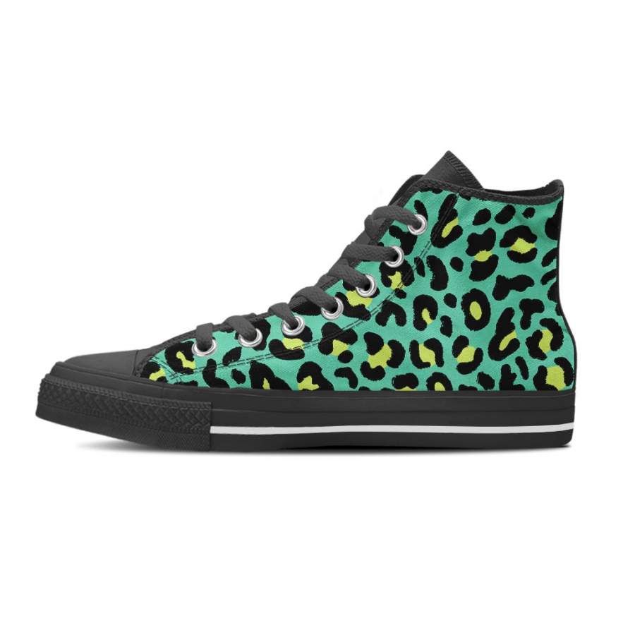 Green Leopard Men’s High Top Shoes